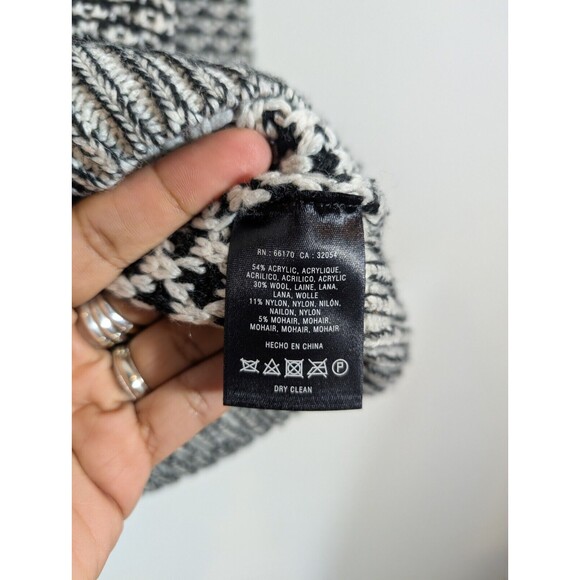 Anthropologie Sparrow Women Wool Blend Knit Sweater Black Sz S White Crew Neck - Picture 6 of 7